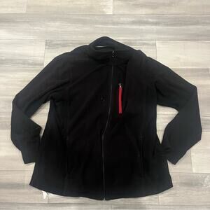 Black Fleece Jacket with Green Accent